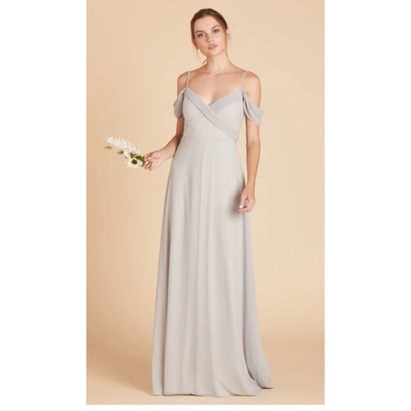 Birdy Grey Spence Convertible Maxi Bridesmaid Dress sz Medium Chiffon Dove Gray - Picture 1 of 3